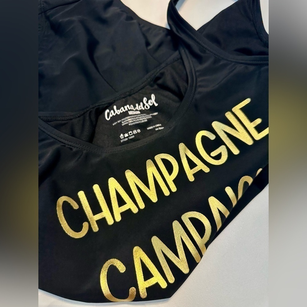 NEW! CABANA DEL SOL Champagne Campaign One Piece Swimsuit Womens Size Medium - Picture 7 of 12